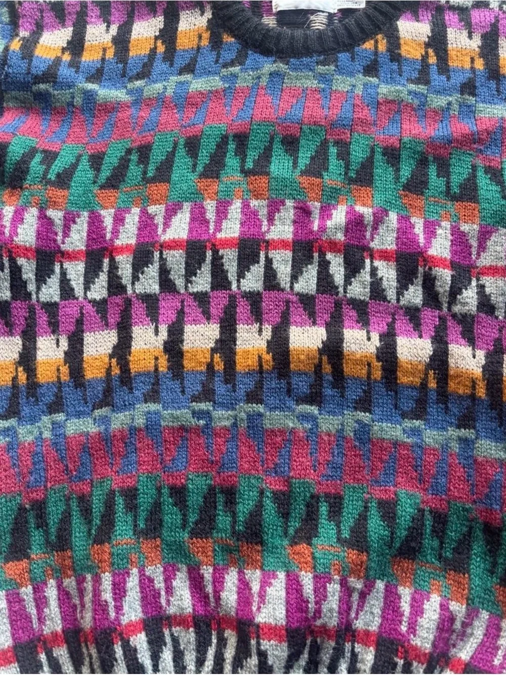 Fun vintage men’s abstract colorful geometric print large McGregor brand sweater
